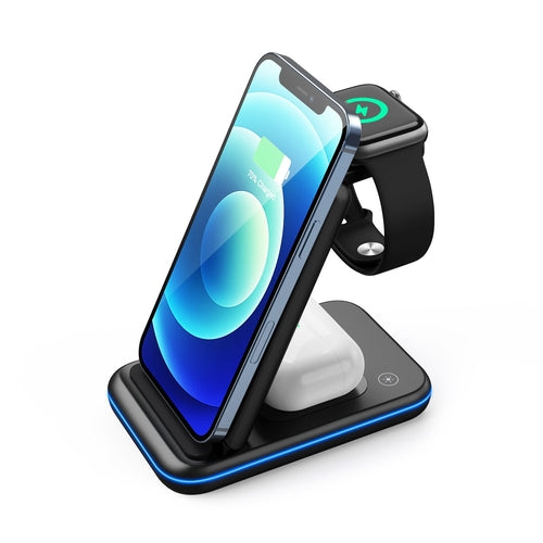 Triple-Fold Wireless Power Dock Rapid Smart Charger