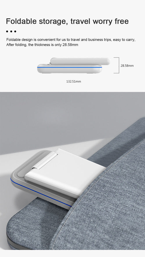 Triple-Fold Wireless Power Dock Rapid Smart Charger