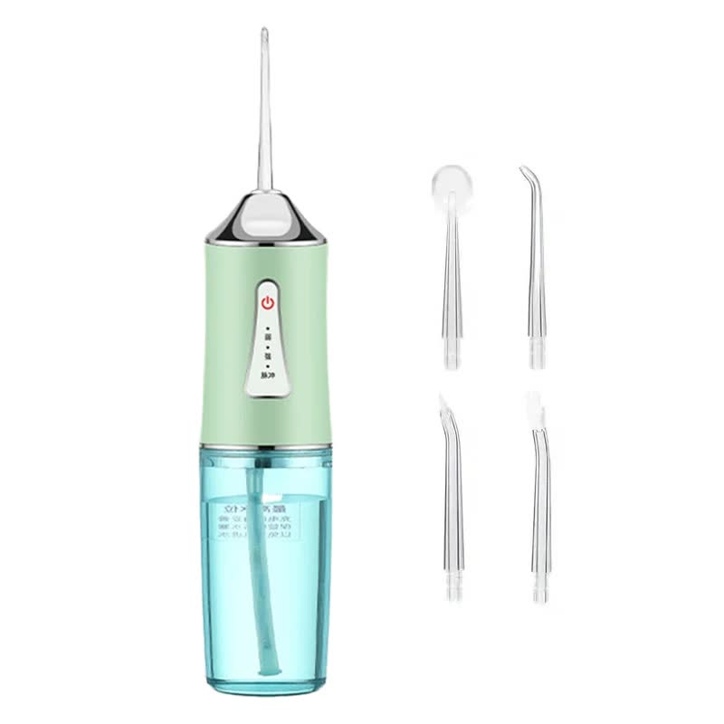 NNEDSZ Green Electric Portable Water Flosser - Smart 4-Head Oral Irrigation Teeth Cleaner, Pulse Cleaning for Home Use