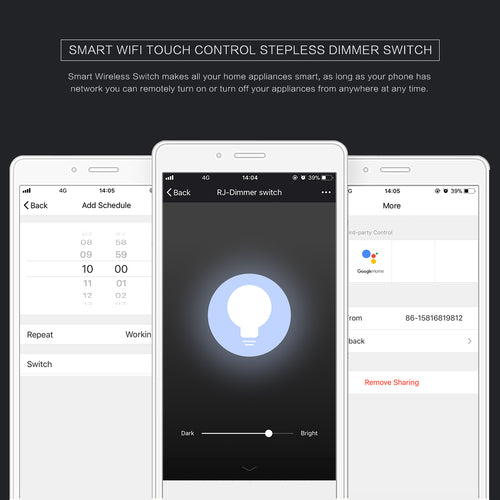 Smart Light Dimmer Touch Control WiFi Switch