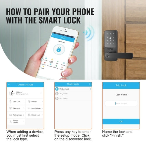 VEVOR Smart Lock, 5-in-1 Smart Door Knob, Fingerprint Deadbolt with