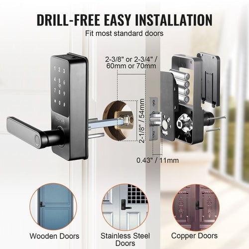 VEVOR Smart Lock, 5-in-1 Smart Door Knob, Fingerprint Deadbolt with