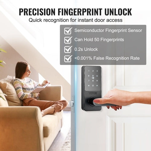 VEVOR Smart Lock, 5-in-1 Smart Door Knob, Fingerprint Deadbolt with